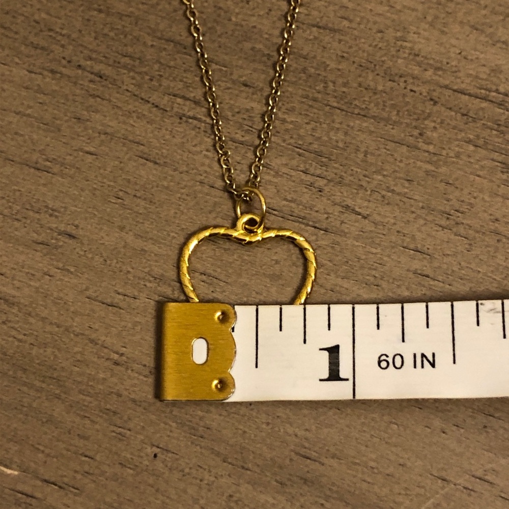 Gold Tone Heart Pendant Necklace - Picture 7 of 9